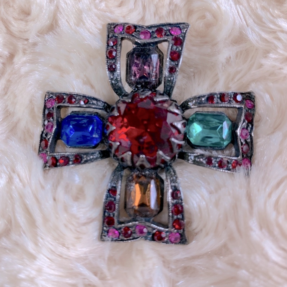 Vintage Robert Rose Maltese Cross Multi-Color Pendant